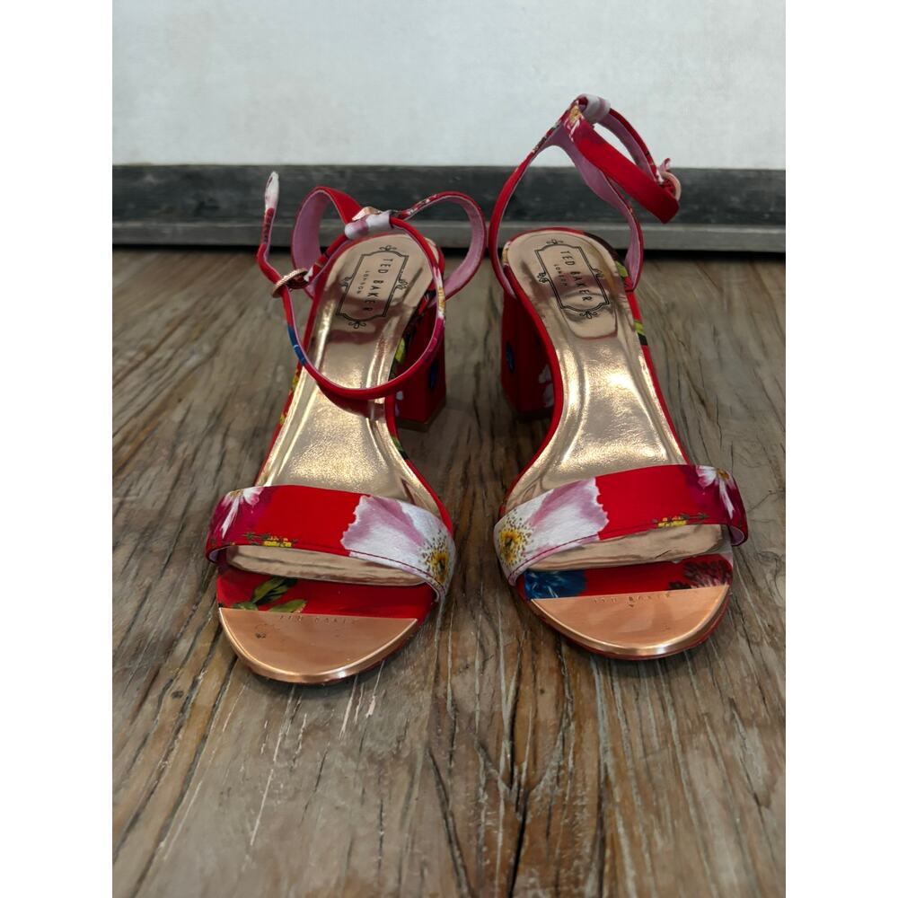 Ted Baker Rozie Block Heel Sandal In Berry Sundae Size 38.5 - Picture 5 of 9